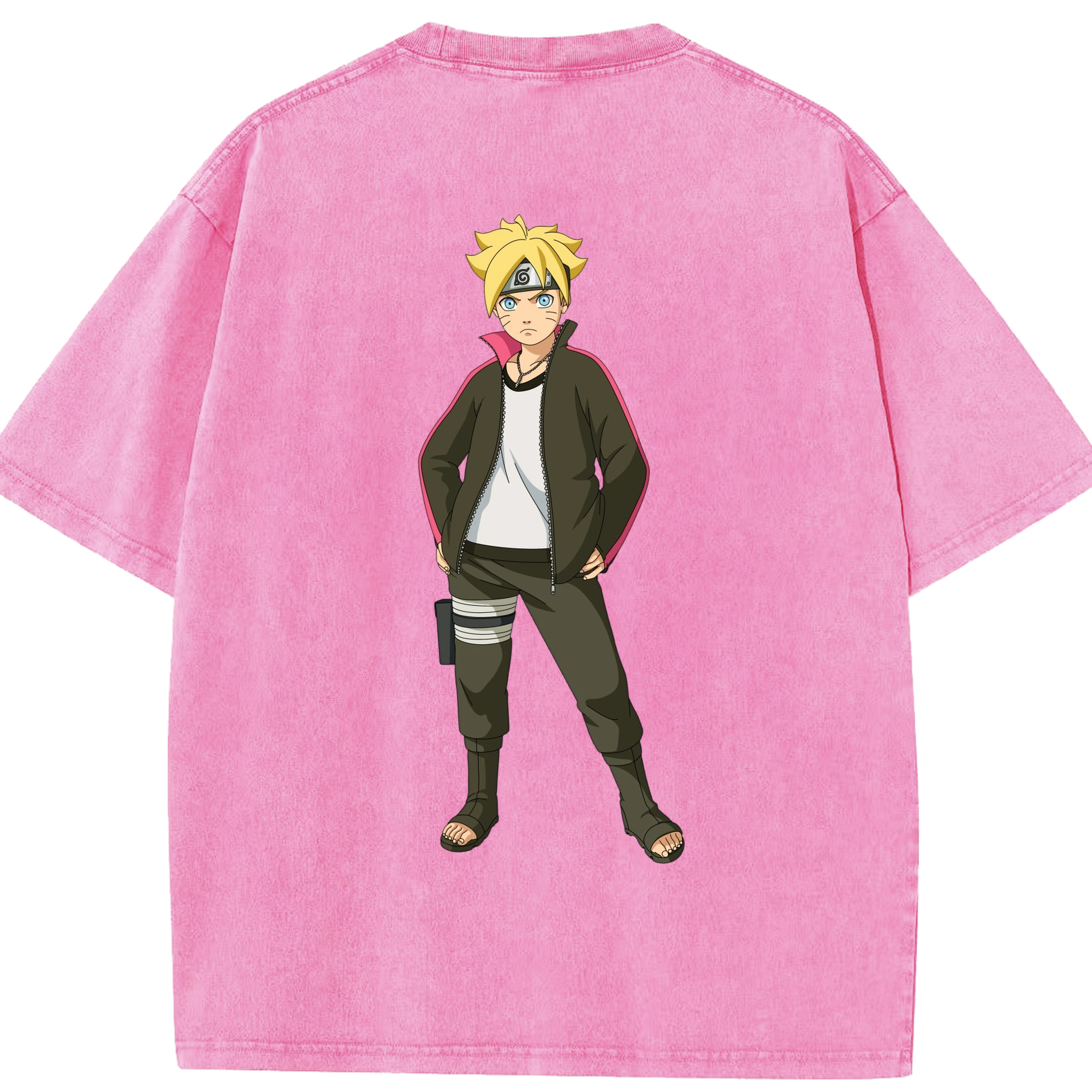 （画像用） NARUTO -ナルト- うずまき ボルト Uzumaki Boruto 綿100% ヴィンテージ風 半袖Tシャツ（背面プリント）